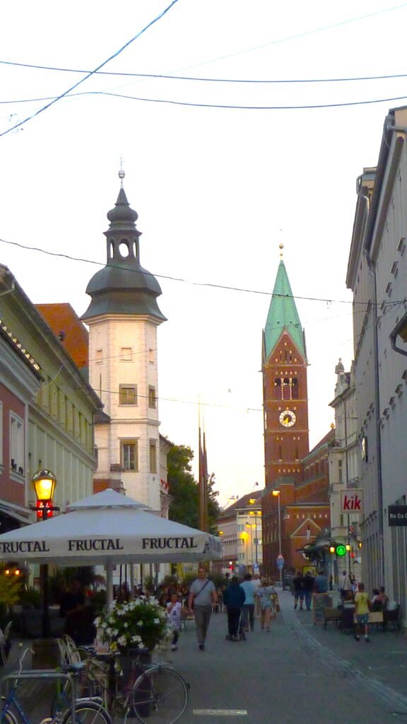 Maribor Streets Cafe Culture at Sunset